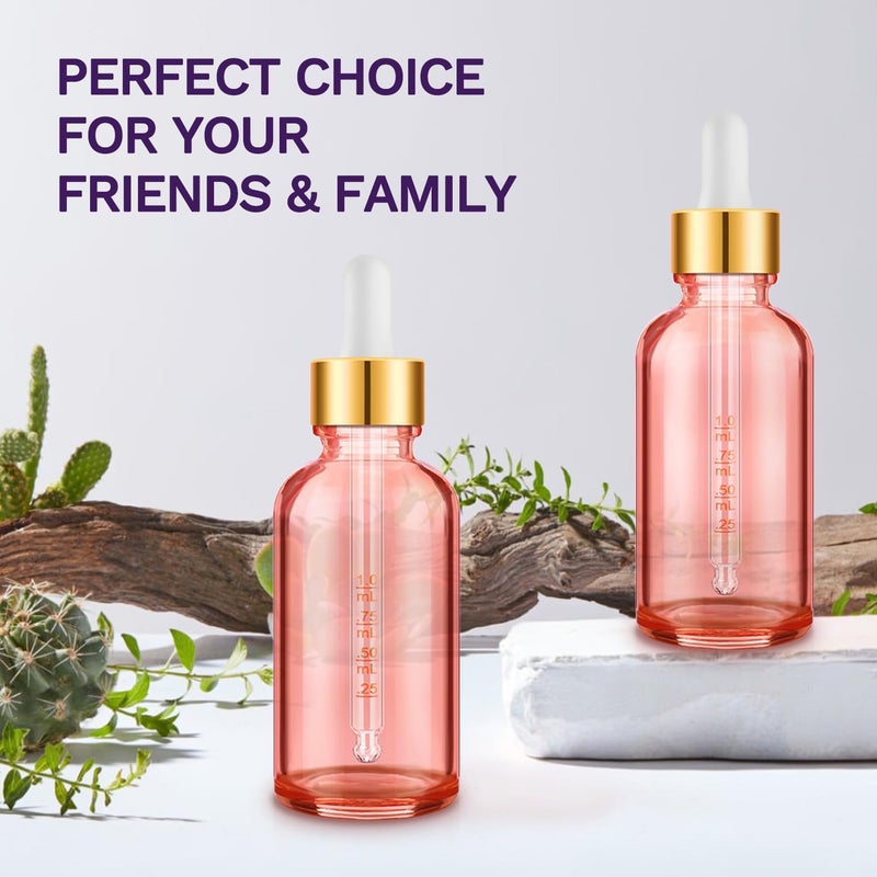 Bumobum 2 oz Glass Dropper Bottles, 2 pack Pink Lab dispensing Bottles for Essential Oils with Funnel, Labels & Pipette, Eye Tincture Bottle with Measured Dropper - Image 5